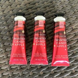 Three Bath & Body Works Winter Candy Apple Hand Creams Travel Sizes